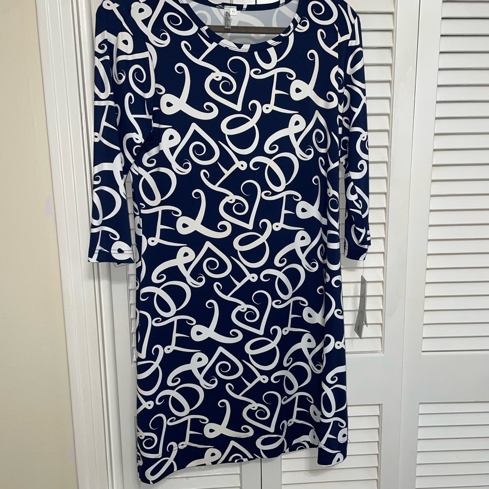LuLu B Navy and White Patterned Dress